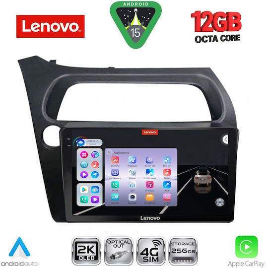 Lenovo Car Audio System for Honda Civic 2006-2012 with Clima Bluetooth USB WiFi GPS Apple CarPlay Android Auto with 9" Touch Screen