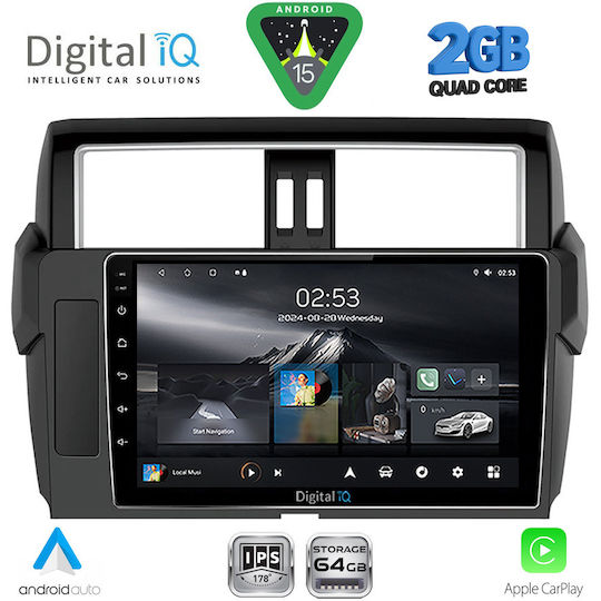 Digital IQ Ηχοσύστημα Αυτοκινήτου για Toyota Prado 2014-2017 (Bluetooth/USB/WiFi/GPS/Apple-Carplay/Android-Auto) με Οθόνη Αφής 10"