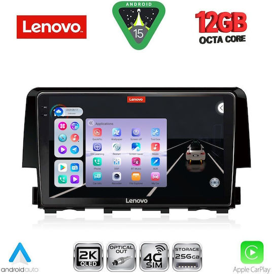 Lenovo Ηχοσύστημα Αυτοκινήτου για Honda Civic 2016-2021 (Bluetooth/USB/WiFi/GPS/Apple-Carplay/Android-Auto) με Οθόνη Αφής 9"