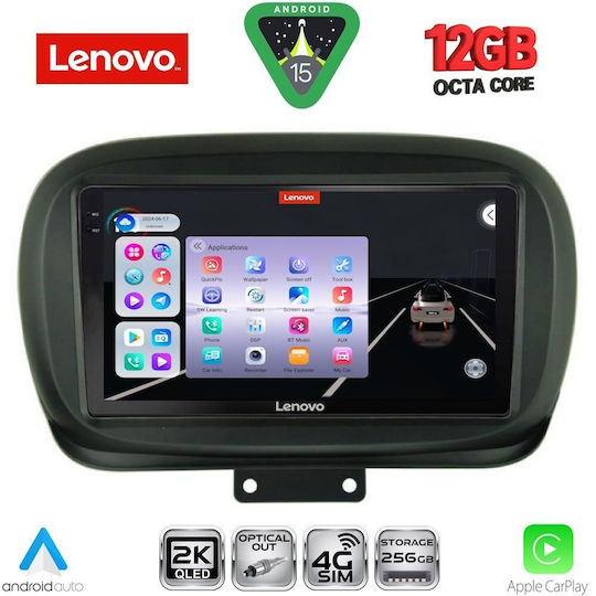 Lenovo Car Audio System for Fiat 500X 2014 (Bluetooth/USB/WiFi/GPS/Apple CarPlay/Android Auto) with 9" Touch Screen
