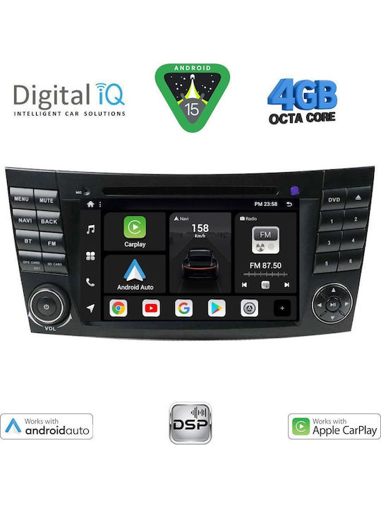 Digital IQ Car Audio System for Mercedes-Benz E Class / CLS Class 2003-2009 (Bluetooth/USB/WiFi/GPS/Apple CarPlay/Android Auto) with 7" Touch Screen