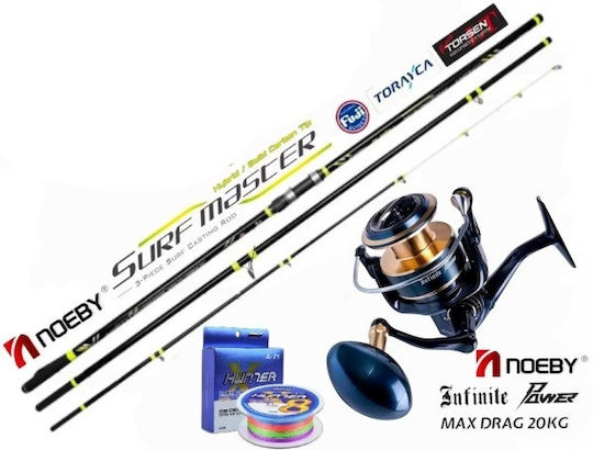 Σετ Surf Casting Καλάμι Noeby Surf Master Hybrid 4.25m C.w:100 250gr Toray Japan Carbon Fuji Guides Μηχανισμός Noeby Infinite Power 8000 Max Drag 20kg