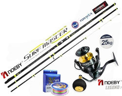 Surf Casting Set Rod Noeby Surf Master Hybrid 4.25m C.w:100 250g Toray Japan Carbon Fuji Guides Reel Noeby Legend 7 6000 Max Drag 25kg Surf Casting Set Rod Noeby Surf Master Hybrid 4.25m C.w:100 250g Toray Japan Carbon Fuji Guides Reel Noeby Legend 7 6000 Max Drag 25kg