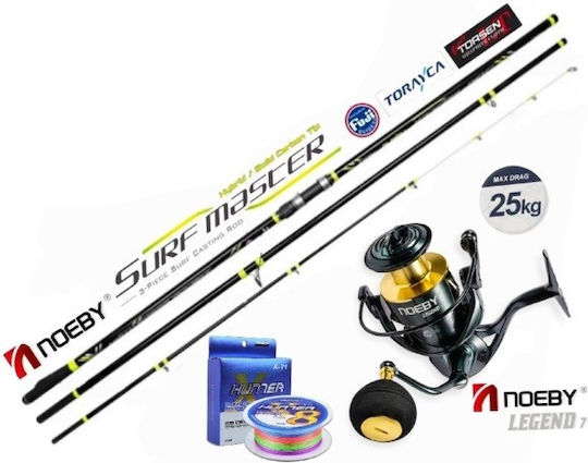 Surf Casting Set Rod Noeby Surf Master Hybrid 4.25m C.w:100 250g Toray Japan Carbon Fuji Guides Reel Noeby Legend 7 6000 Max Drag 25kg