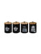 Set 4 Bucăți Vaze pentru Cafea / Zahăr / Paste / Cereale cu Capac Metalic Negru 11x11x17cm 4 Bucăți