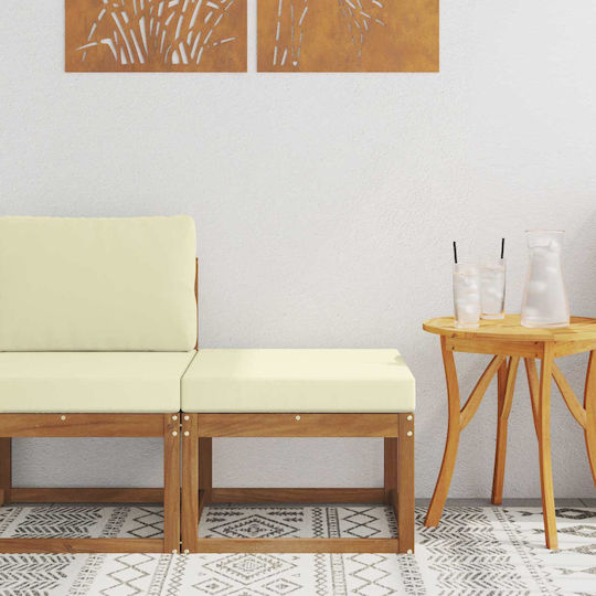 Wooden Cube Garden Stool with Cushion Natural 59x59x37cm