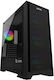 Aqirys Avior Gaming Midi Tower Κουτί Υπολογιστή με Πλαϊνό Παράθυρο και ARGB Φωτισμό Μαύρο