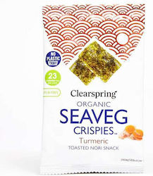 Organic Vegan Snack Nori Seaweed Turmeric Flavor Gluten Free Sugar Lactose Clearspring 4gr