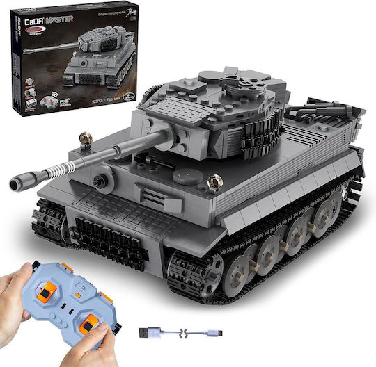 Jamara 402894 Cada Panzer Tiger 1:35 Σετ Δομικών Τετραγώνων 925 Κομμάτια Γκρι Τηλεχειριστό Δεξαμενή