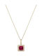 Rosette Necklace Made of 14K Gold with Red Zircon