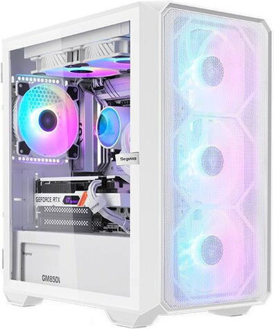 Segotep Alpha Gaming Мини кула Кутия за компютър със страничен прозорец и ARGB осветление бял