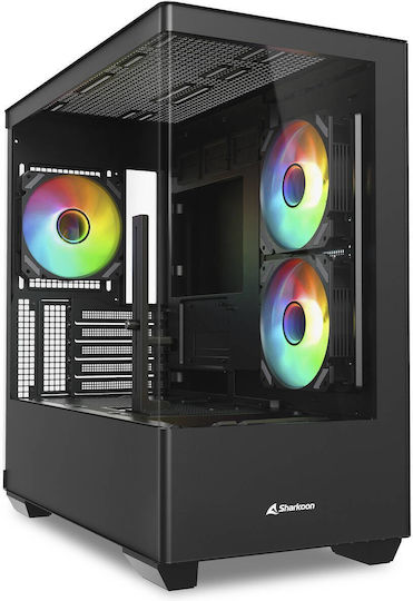 Sharkoon SHARK CM100 Gaming Micro Tower Κουτί Υπολογιστή με Πλαϊνό Παράθυρο και ARGB Φωτισμό Μαύρο