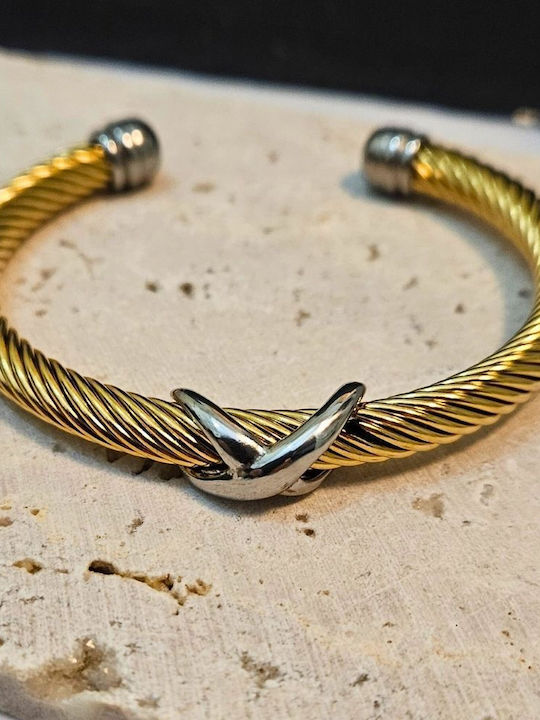 Women's Bracelet with Cross Design Made of Gold Plated Steel