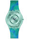 Swatch Bioceramic Γυναικείο Ρολόι Μπαταρίας με Τιρκουάζ Καουτσούκ Λουράκι
