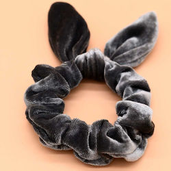 Scrunchies Βελουτέ Λαστιχάκι Μαλλιών Αυτάκια Γκρι