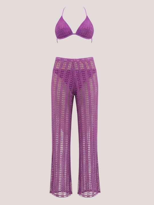 Modern Ocean Set Bikini Τριγωνάκι Push Up Μωβ