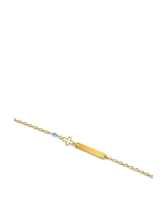 Paraxenies Kids Bracelet Identity Gold 9K with Cross and Stones