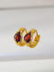 Earrings Hoops from Steel Gold Plated with Stones Red