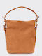 Large Planet Leather Women's Handbag Tabac Brown