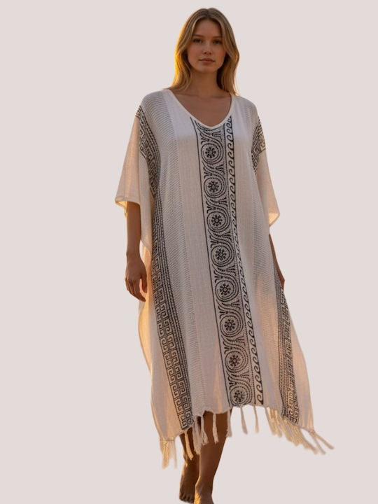 Greek Collection Καφτάνι Παραλίας Λευκό