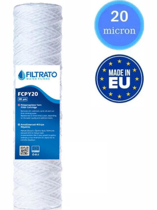 Filtrato Water Filter Cartridge Central Water Filtration System / Under Sink 10" 20 μm