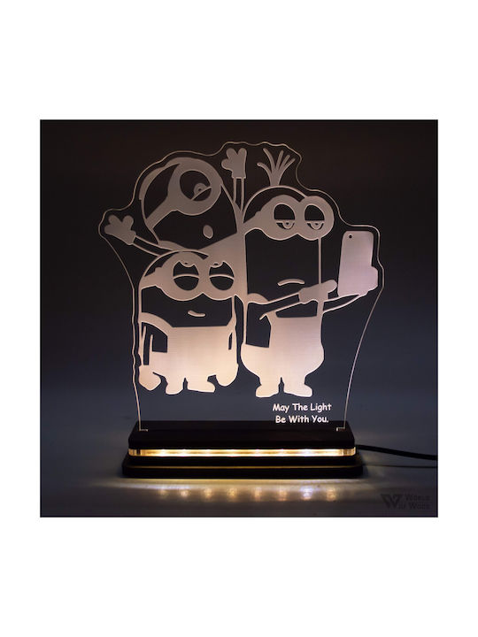 World of Wood Led Kids Decorative Lamp Minions White 21x19cm