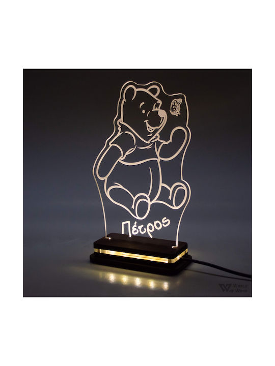 World of Wood Led Kids Decorative Lamp Winnie The Pooh White 20x12cm