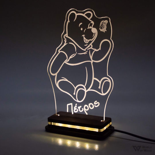 World of Wood LED Детска Декоративна Лампа Winnie The Pooh Бяло 20x12cm