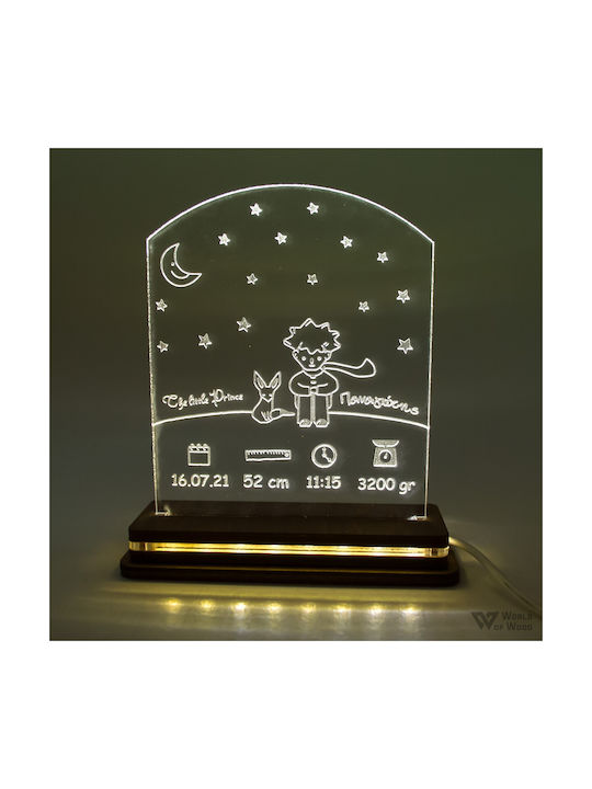 World of Wood Led Kids Decorative Lamp Little Prince Multicolor 22x17cm