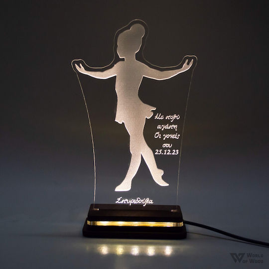 World of Wood LED Детска Декоративна Лампа Балерина Бяло 22x14cm