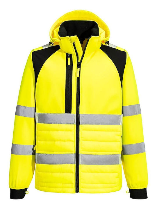 Portwest Μπουφάν Εργασίας Ανακλαστικό Softshell με Επένδυση Fleece Κίτρινο
