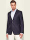 Summer Men’s Suit Jacket with Slim Fit Dark Blue