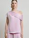 Women's Satin Off-Shoulder One Shoulder Pink Blouse