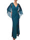 Rochie Maxi De Seară Albastru Ocean