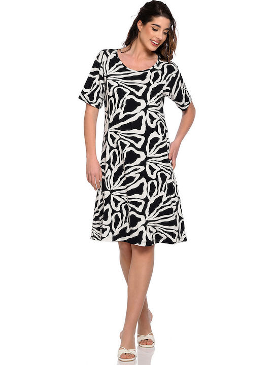 Summer Midi Dress Black and White