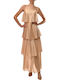 Sommer Maxi Damenkleid für Hochzeit - Taufe Beige