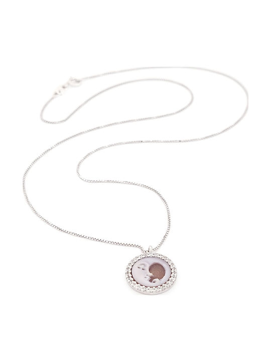 Necklace Moon Silver With Zircon