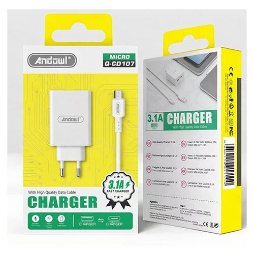 Andowl Φορτιστής με Θύρα USB-A και Καλώδιο micro USB Λευκός (Q-CD107)