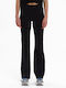Women's Fabric Flared Trousers Black