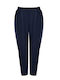 Pantaloni Dama Crep Cu Cauciuc În Linie Tapered Albastru