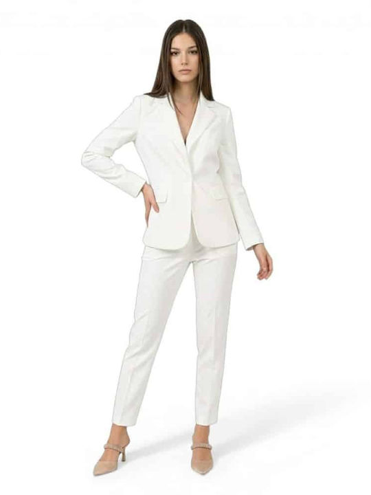 Benissimo Pantaloni Dama Alb Costum În Croială ...