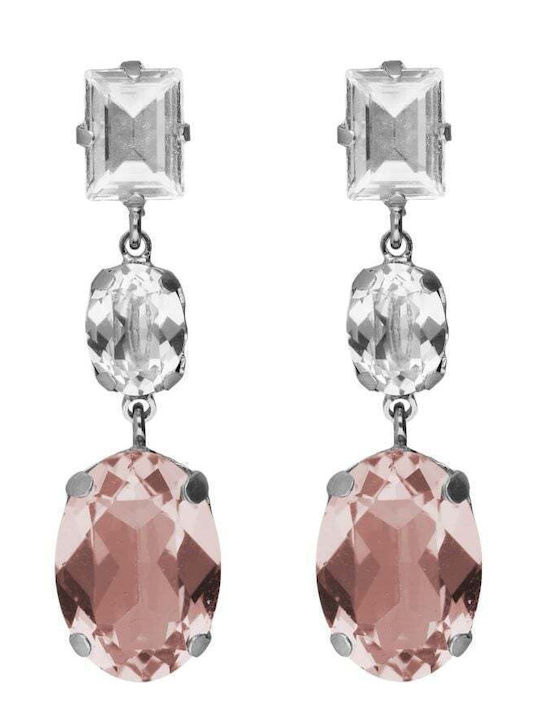 Victoria Cruz Silver Earrings with Stones