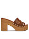 Mules With Chunky High Heel In Brown Colour