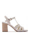 Damen Sandalen Aus Leder Beigen