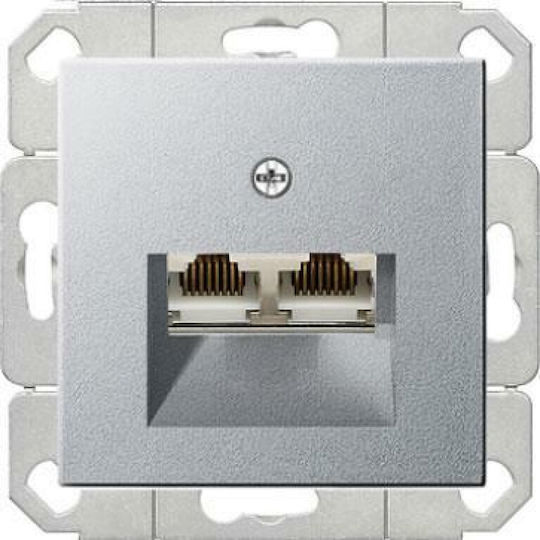 Priză Dublă Rj45 Cat 6 Gira System 55 Aluminiu