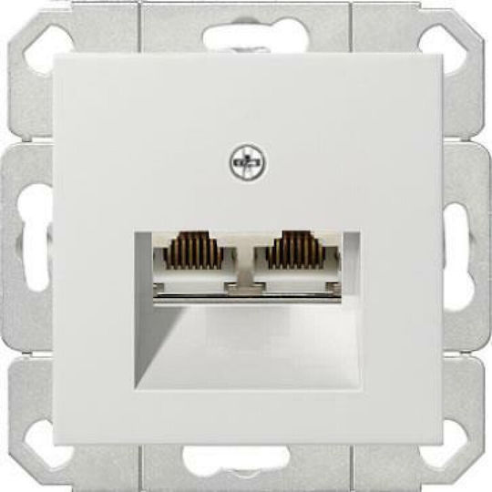 Computer Socket Doubles Rj45 Cat 6 Gira System 55 White Gloss