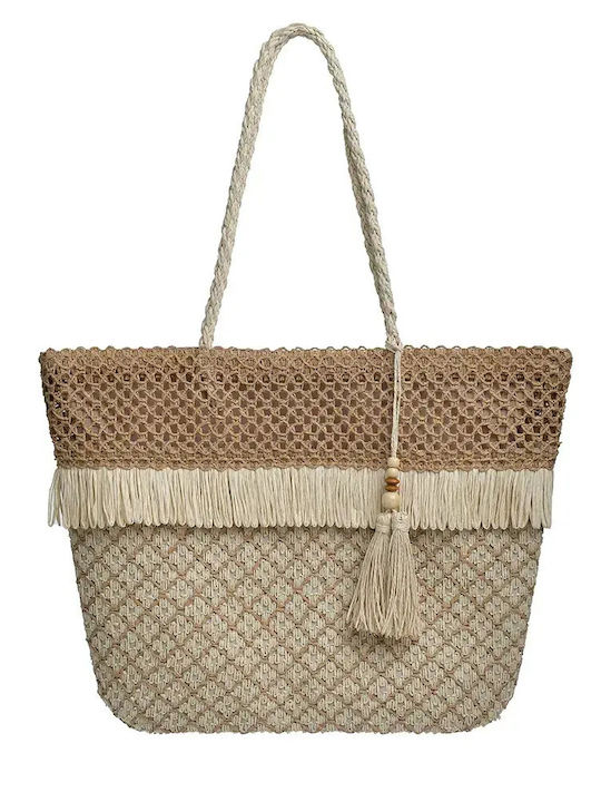Ble Resort Collection Ψάθινη Τσάντα Θαλάσσης Εκρού