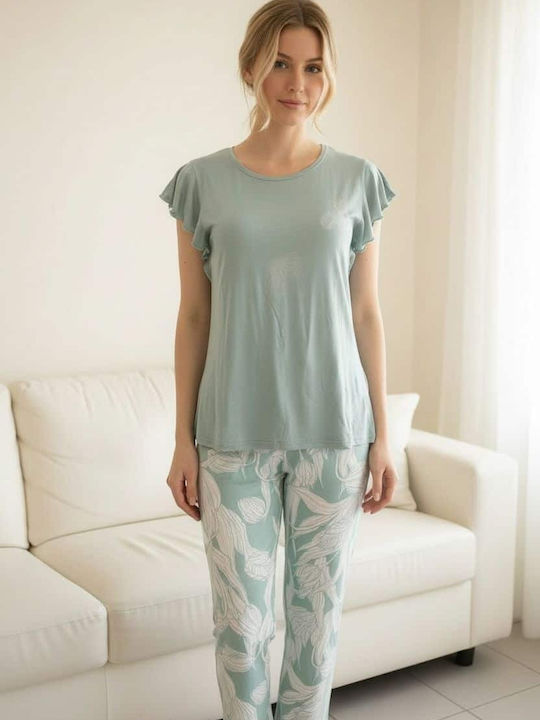 Caress Sommerliches Damen-Pyjama-Set Mint