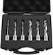 Set 6 Cuttere Magnetice Cu Coada Weldon Adâncime De Tăiere 50,8 Mm Diametru De Tăiere 6,35 Mm-14,28 Mm Oțel De Mare Viteză 6 Burghie Carcasă Din Plastic