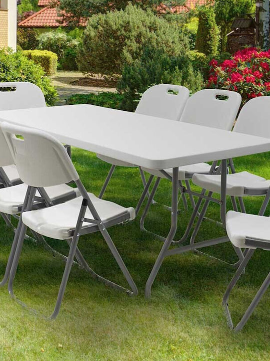 Plastic Garden & Terrace Table Catering Outdoor Foldable Aprilia White 183x76x74cm